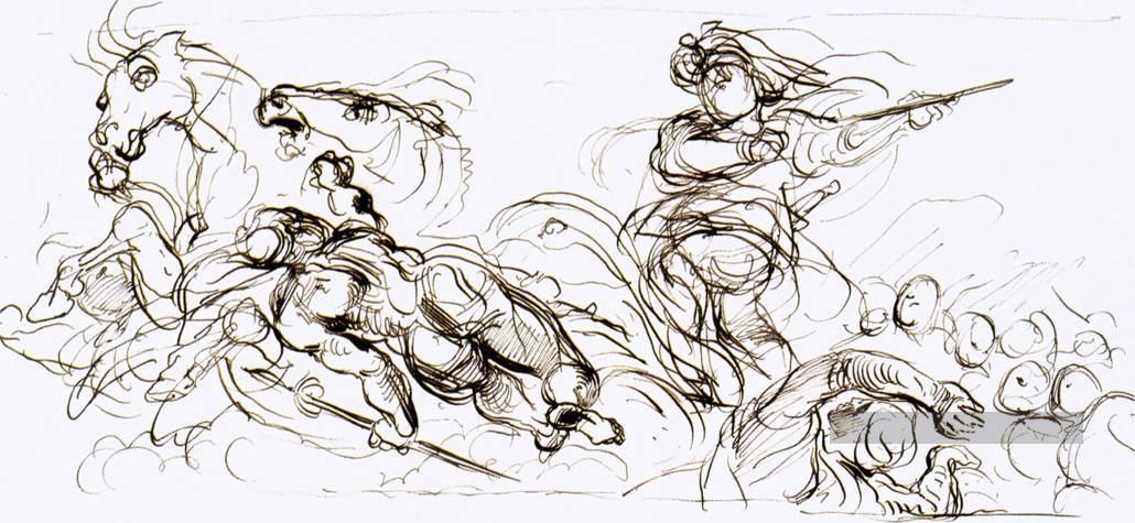Étude pour le coffer de guerre romantique Eugène Delacroix Peintures à l'huile